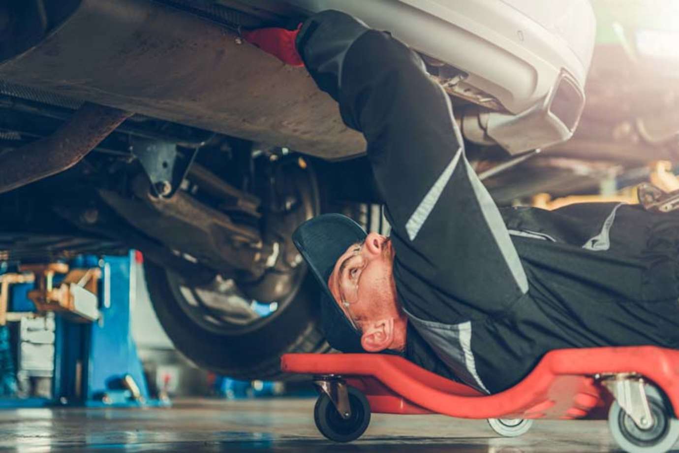 Professional auto repair shop customer service environment