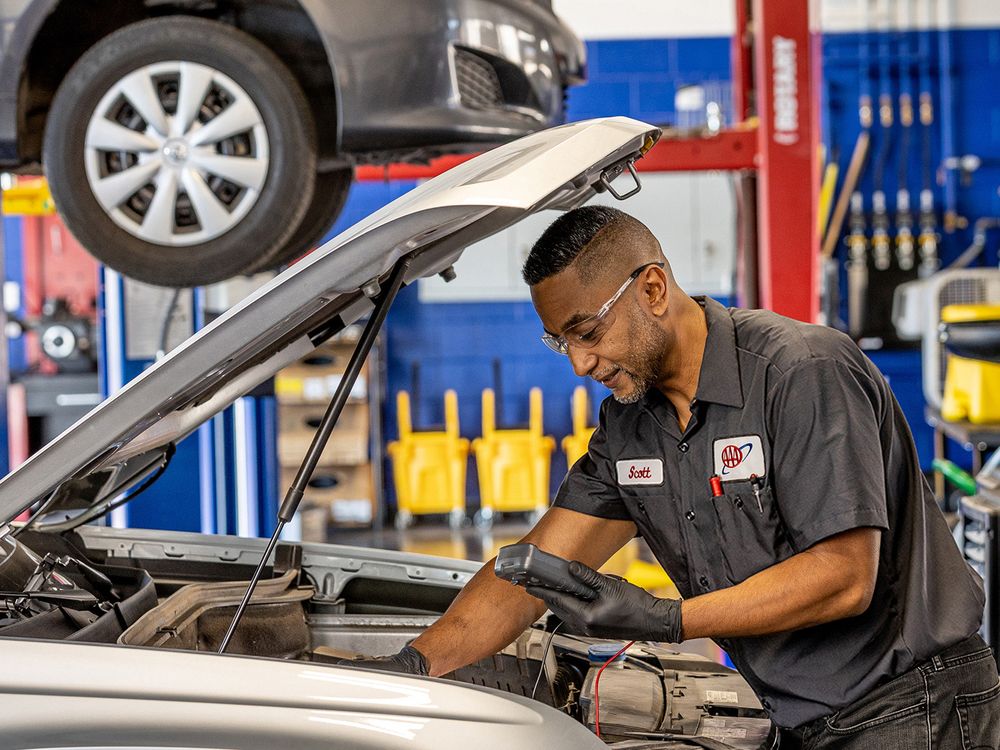Independent auto repair shop service floor